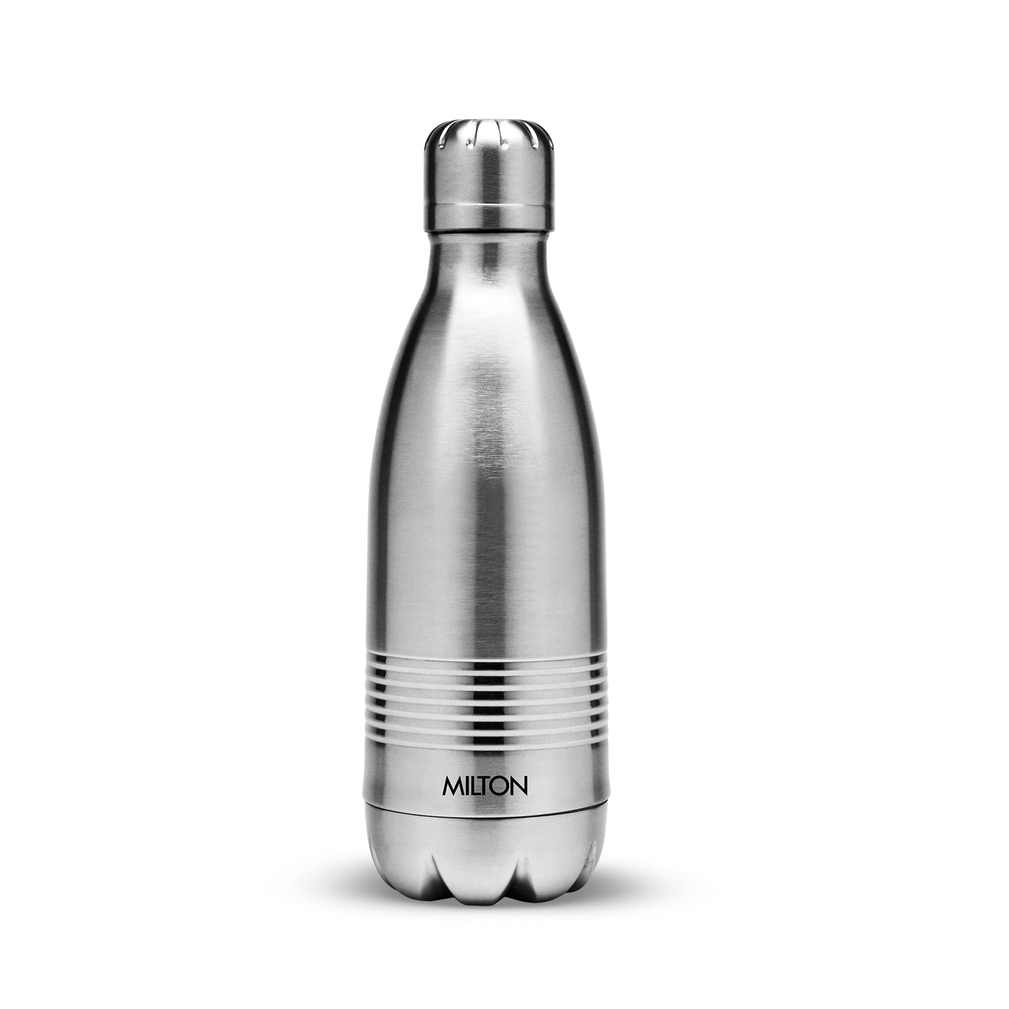 Milton Duo DLX 350 Thermosteel 24 Hours Hot and Cold Water Bottle, 1 Piece, 350 ml, Silver | Leak Proof | Office Bottle | Gym | Home | Kitchen | Hiking | Trekking | Travel Bottle